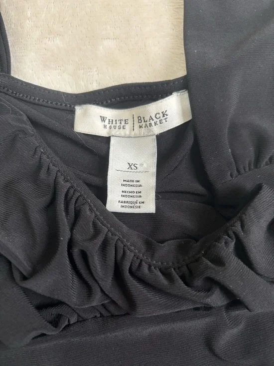 White House Black Market Black Ruched Scoop Tank - Picture 2 of 3